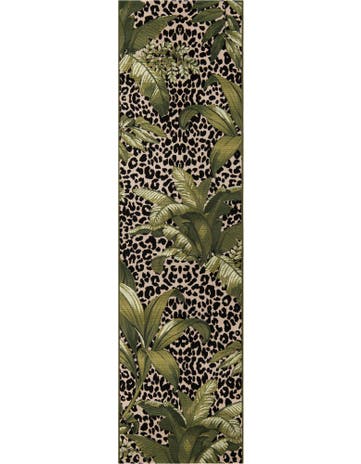 2' 7 x 10' Washable Botanical Indoor / Outdoor Runner Rug