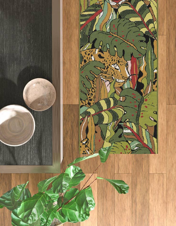 Detail image of  2' x 6'  Washable Botanical Indoor / Outdoor Runner Rug