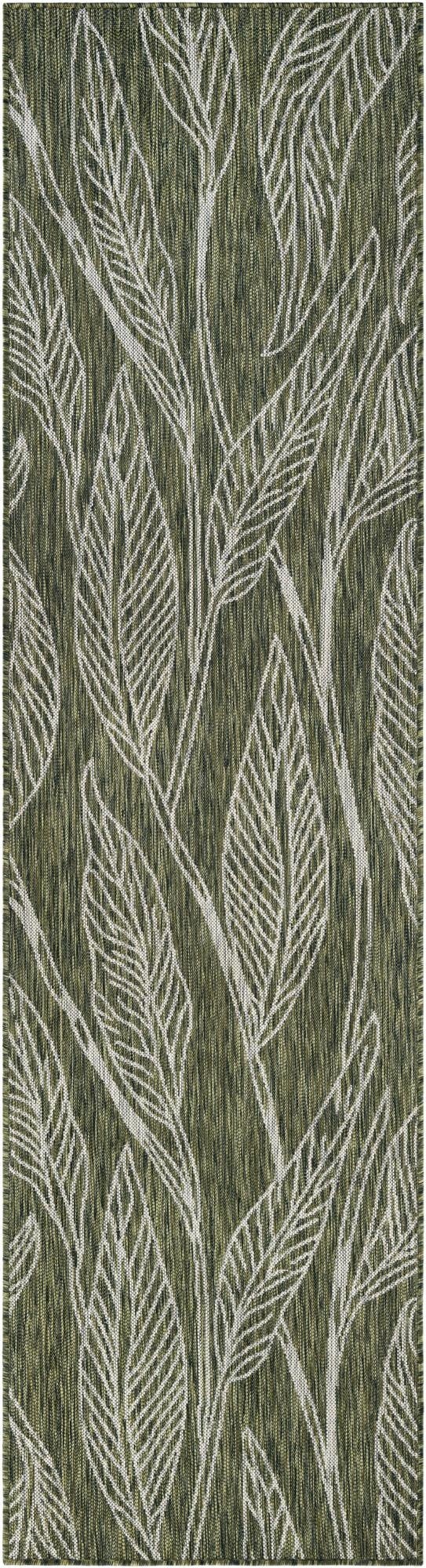  2' 7 x 10'  Washable Botanical Indoor / Outdoor Runner Rug