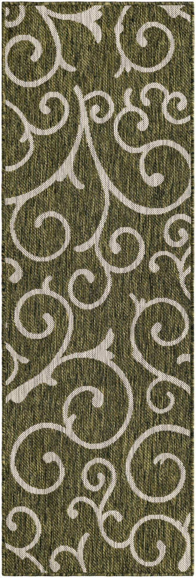  2' x 6'  Washable Botanical Indoor / Outdoor Runner Rug