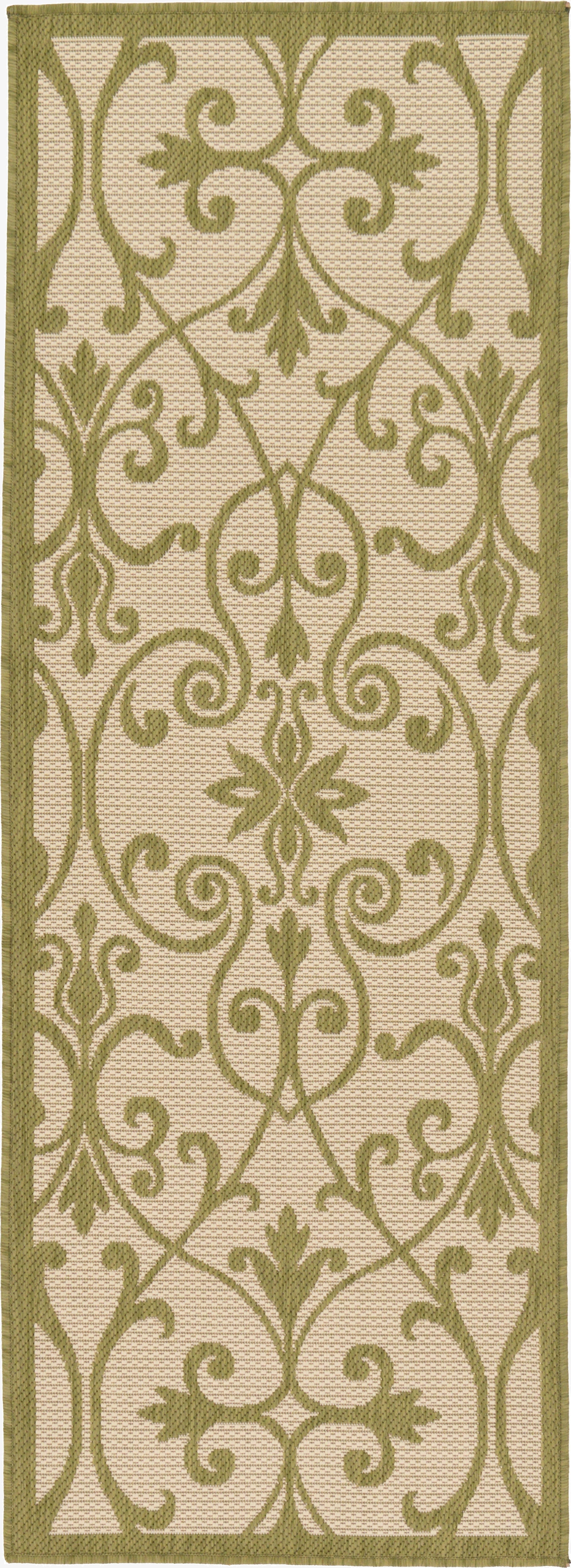  2' 2 x 6'  Washable Botanical Indoor / Outdoor Runner Rug