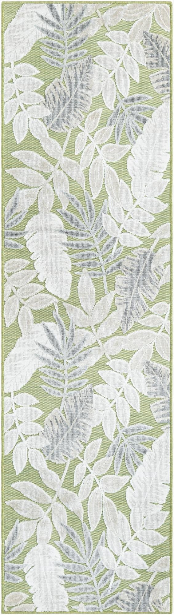 2' 2 x 8'  Washable Botanical Indoor / Outdoor Runner Rug