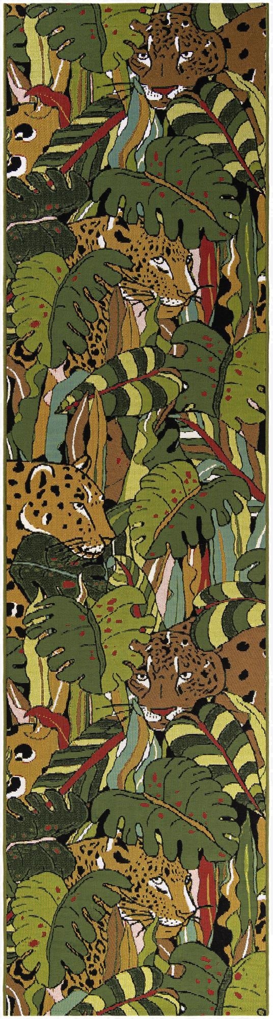  2' 7 x 10'  Washable Botanical Indoor / Outdoor Runner Rug