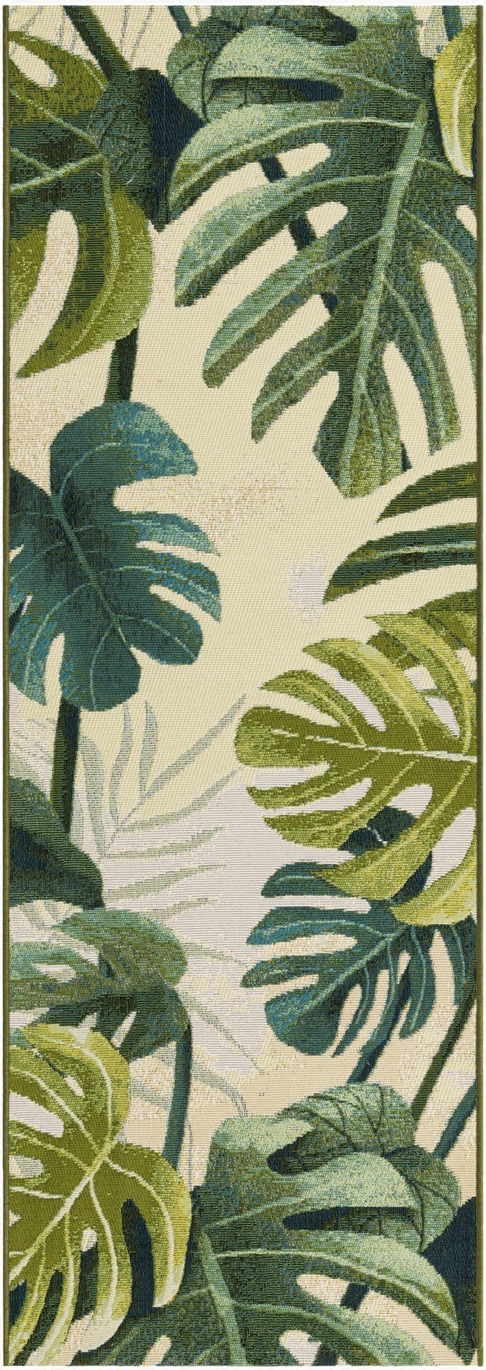  2' x 6'  Washable Botanical Indoor / Outdoor Runner Rug