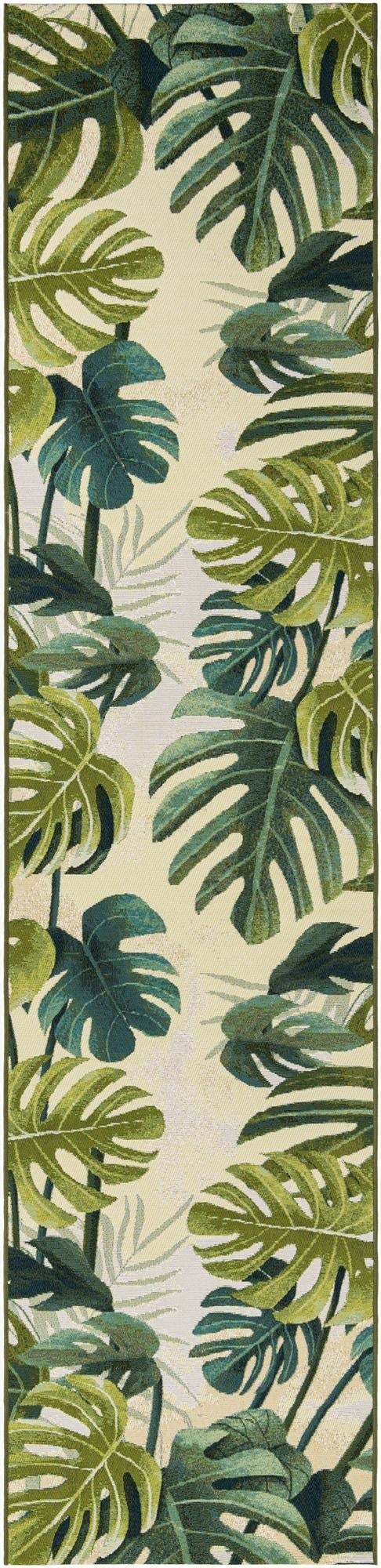  2' 7 x 12'  Washable Botanical Indoor / Outdoor Runner Rug
