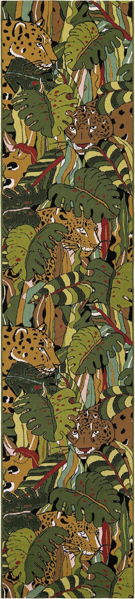  2' 7 x 12'  Washable Botanical Indoor / Outdoor Runner Rug