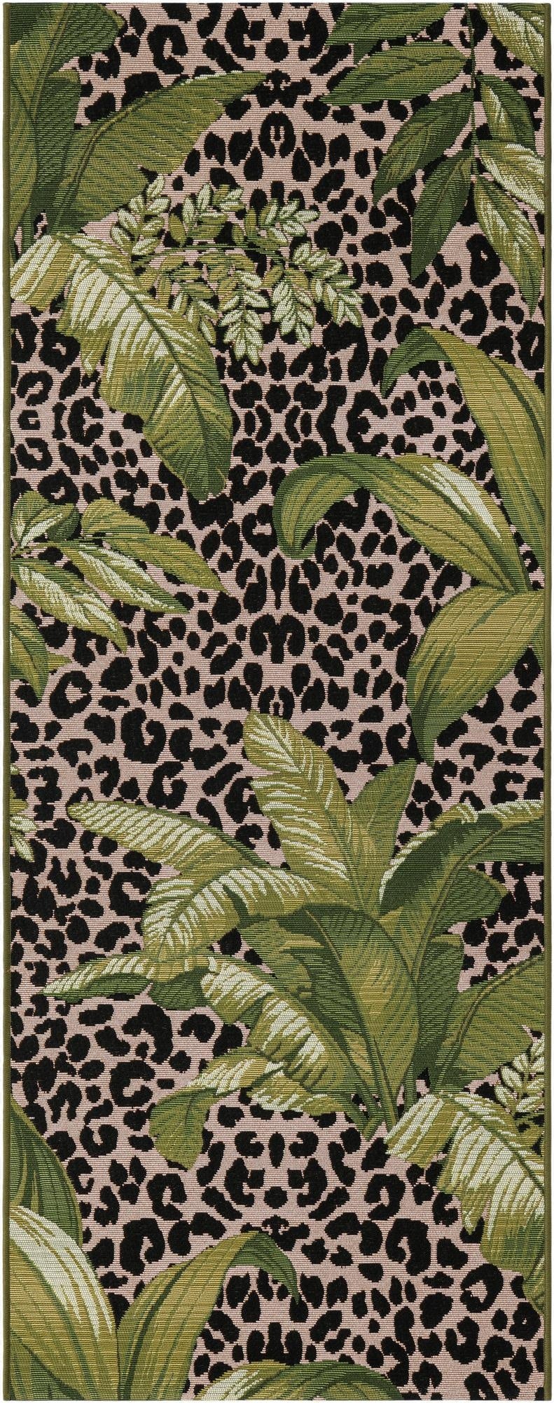  2' 7 x 7'  Washable Botanical Indoor / Outdoor Runner Rug