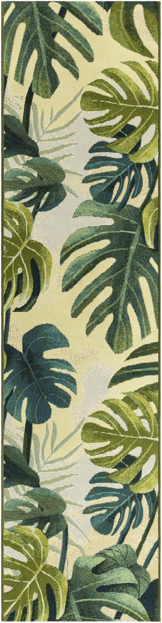 2' x 8'  Washable Botanical Indoor / Outdoor Runner Rug