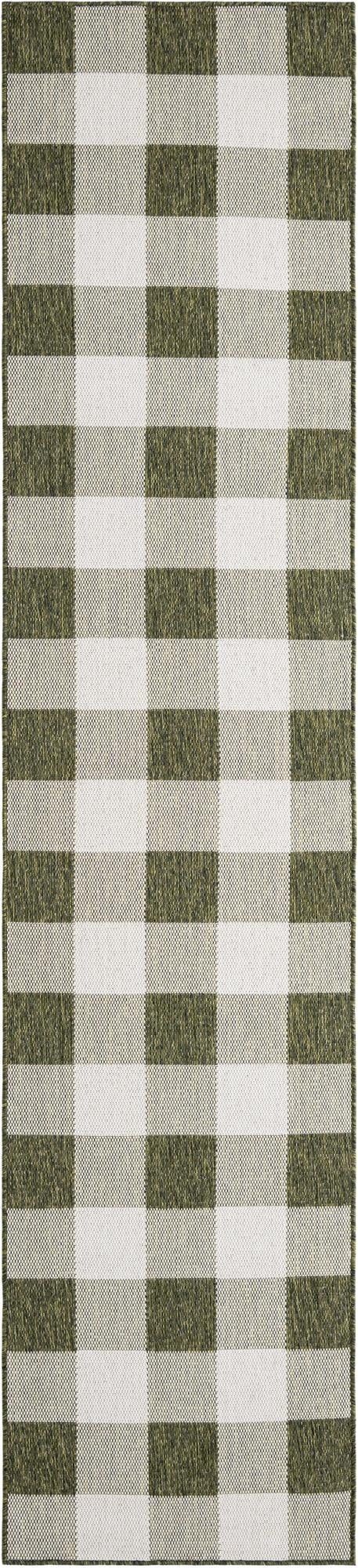  2' 7 x 12'  Washable Checkered Indoor / Outdoor Runner Rug