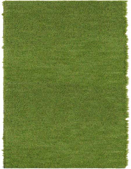 A 12 ft runner rug from the Outdoor Grass collection, featuring a textured, solid green pile resembling artificial turf.
