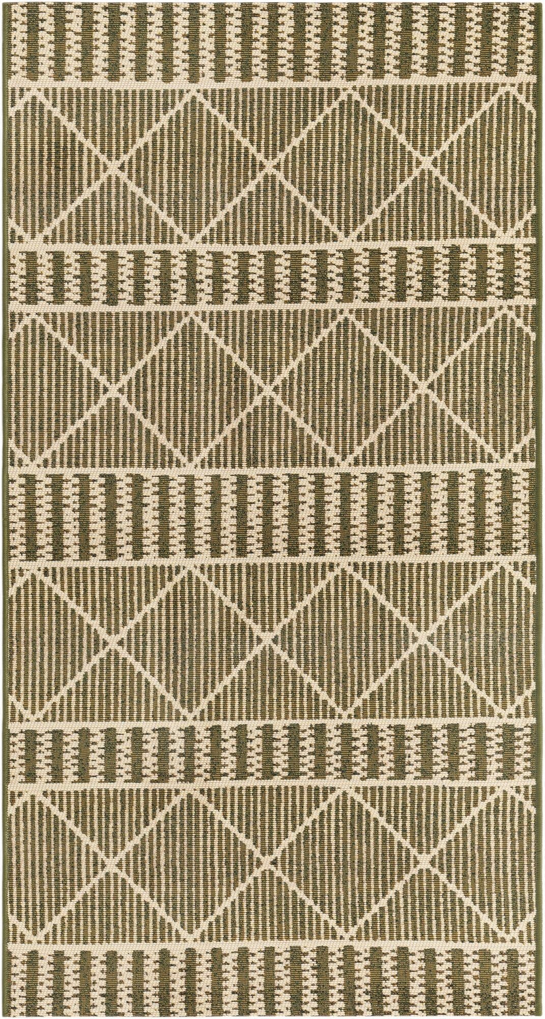  2' 7 x 5' 3  Washable Lattice Indoor / Outdoor Runner Rug