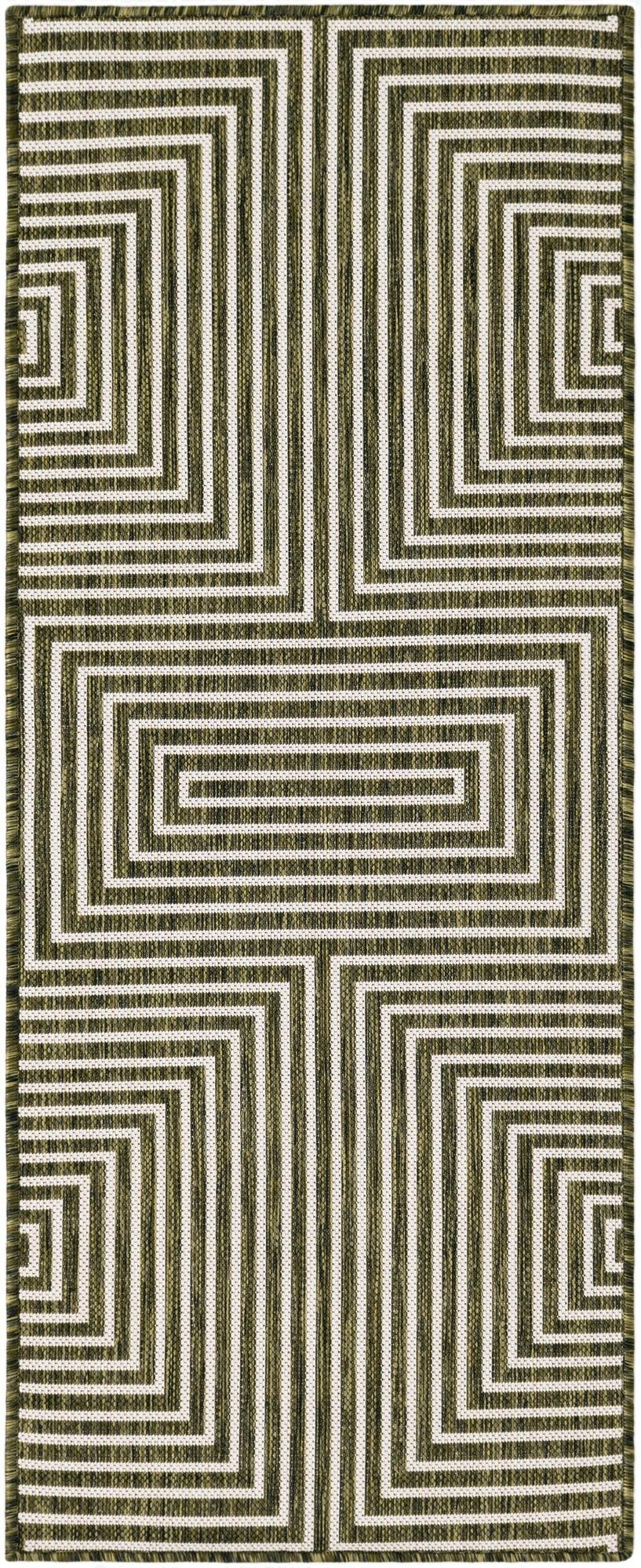  2' x 5' 3  Washable Modern Indoor / Outdoor Runner Rug