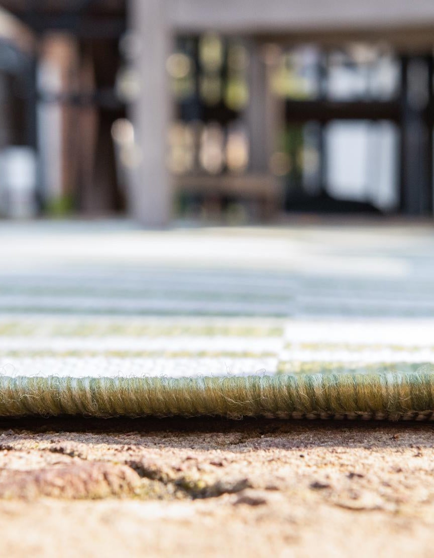 Green 2' 7 x 10' Ribbon Indoor / Outdoor Runner Rug | Rugs.com