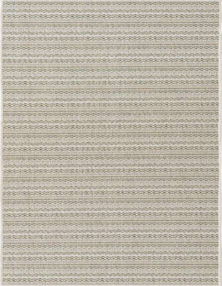 A 12 ft runner rug with a tribal and modern pattern in shades of green and off-white, suitable for a hallway or patio.