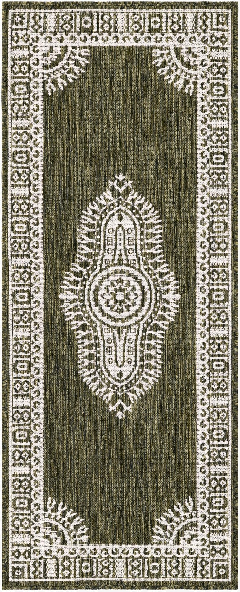  2' x 5' 3  Washable Traditional Indoor / Outdoor Runner Rug