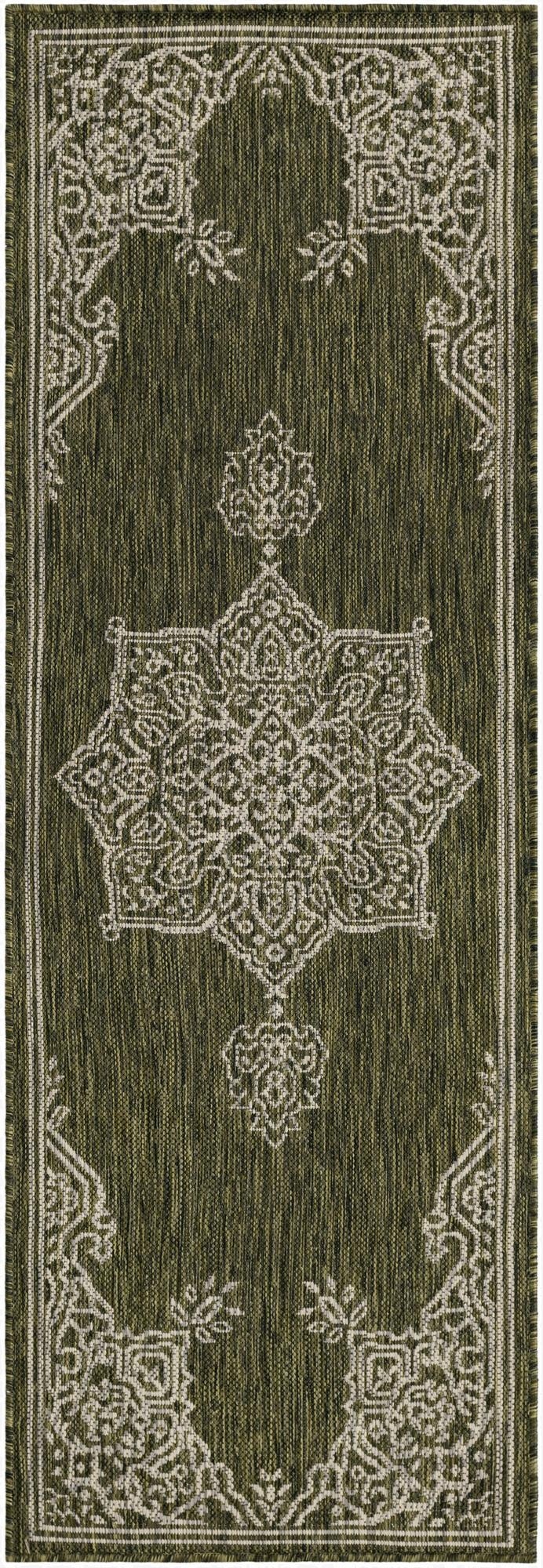  2' x 6'  Washable Traditional Indoor / Outdoor Runner Rug