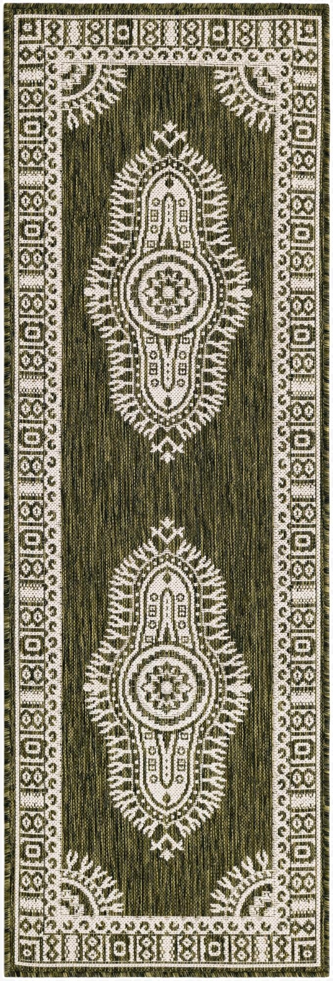  2' x 6'  Washable Traditional Indoor / Outdoor Runner Rug