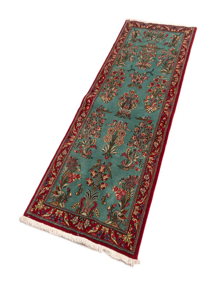 Detail image of  2' 7 x 6' 6  Hand Knotted Qom Persian Runner Rug