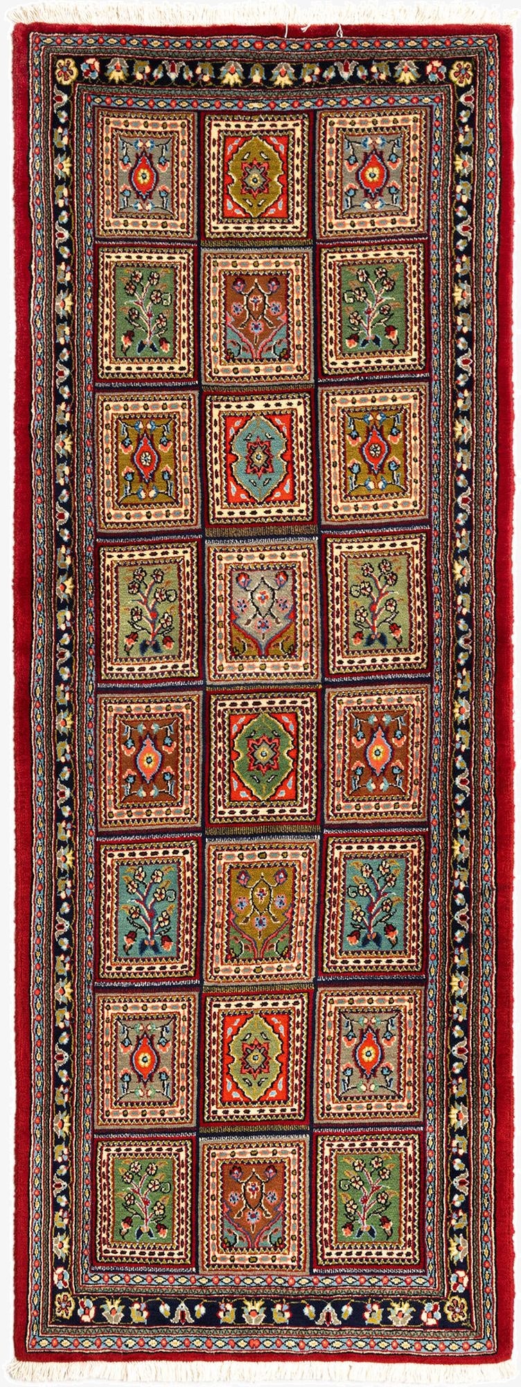  2' 6 x 6' 11  Hand Knotted Qom Persian Runner Rug