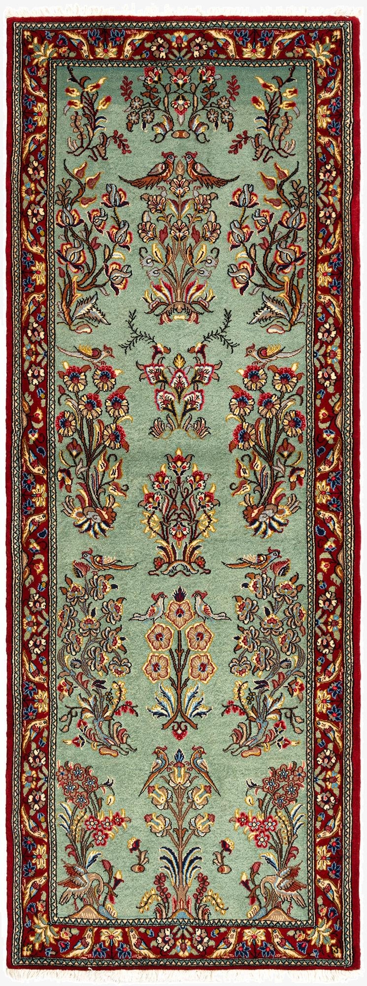  2' 7 x 7' 1  Hand Knotted Qom Persian Runner Rug