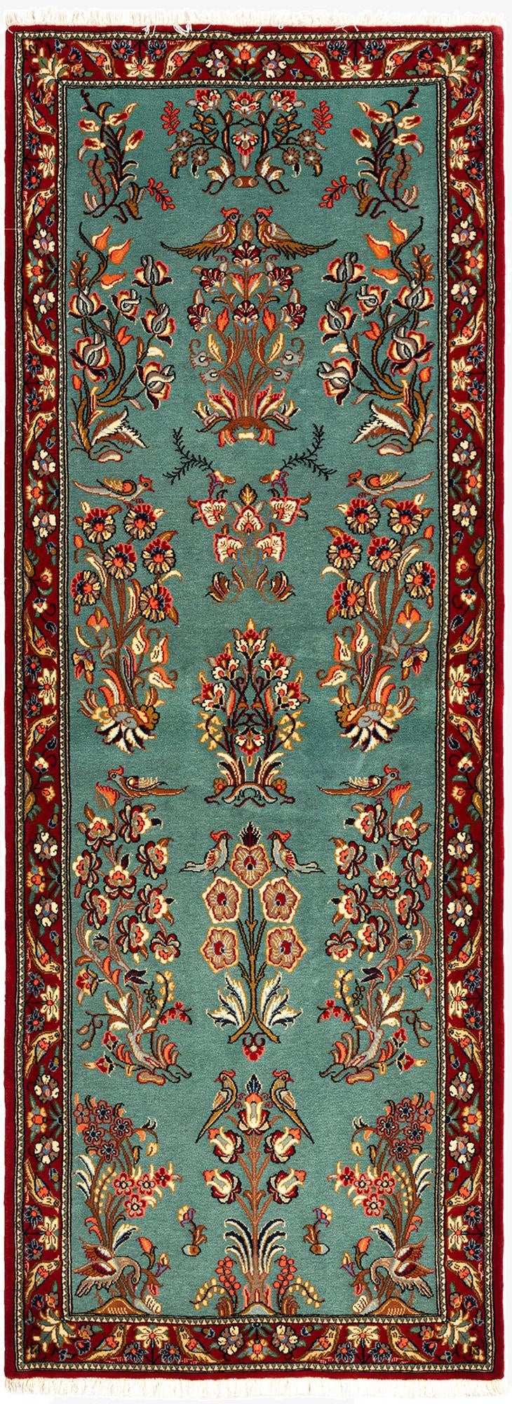  2' 8 x 7' 4  Hand Knotted Qom Persian Runner Rug