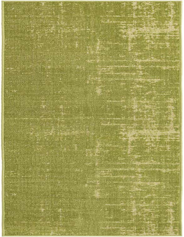 A 7 ft runner rug in a modern style, featuring a distressed green and light green pattern, ideal for a hallway or patio.