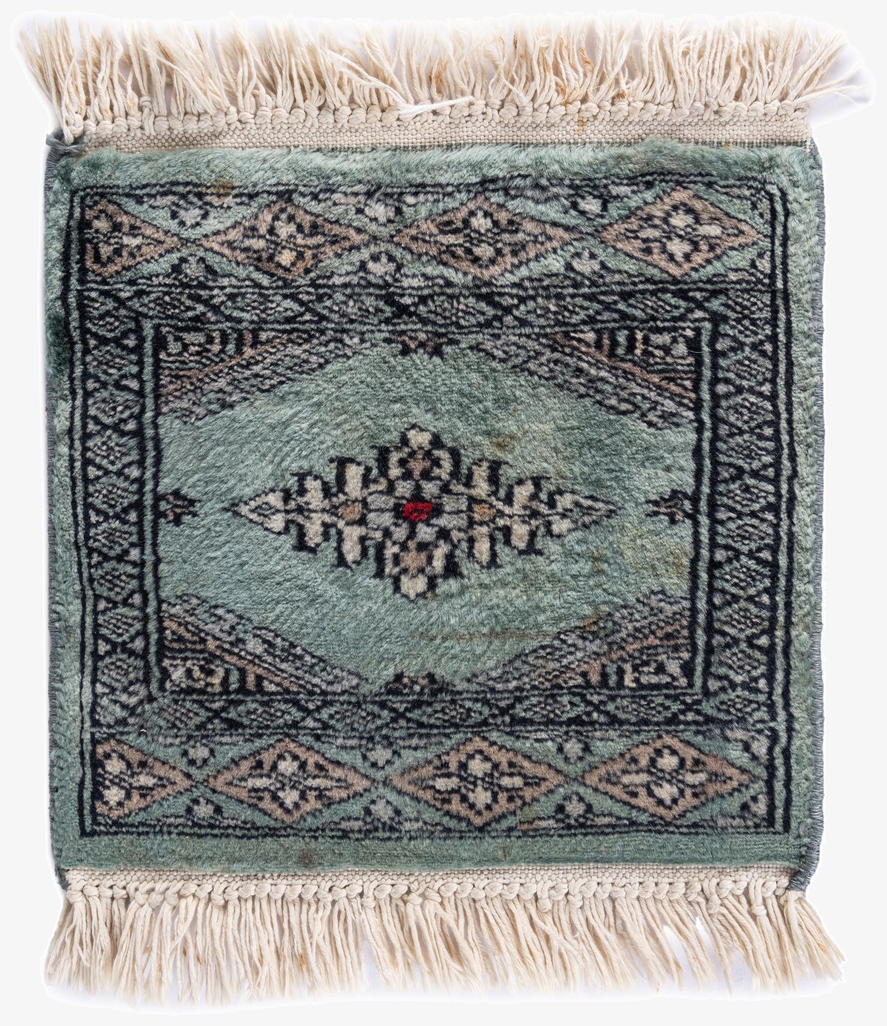  1' x 1'  Hand Knotted Bokhara Oriental Wool Square Rug