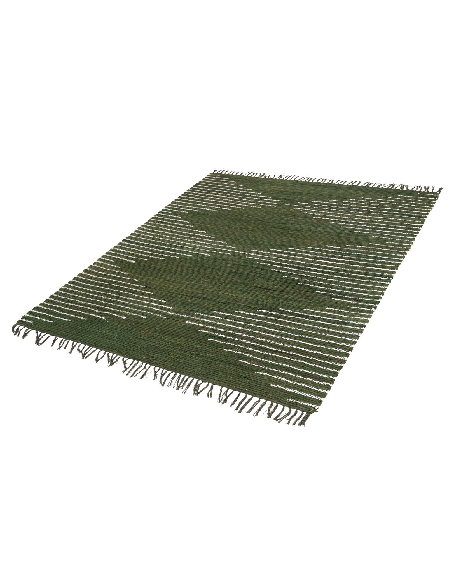 Green 7' 1 x 7' 1 Hand Woven Chindi Cotton Square Rug | Rugs.com