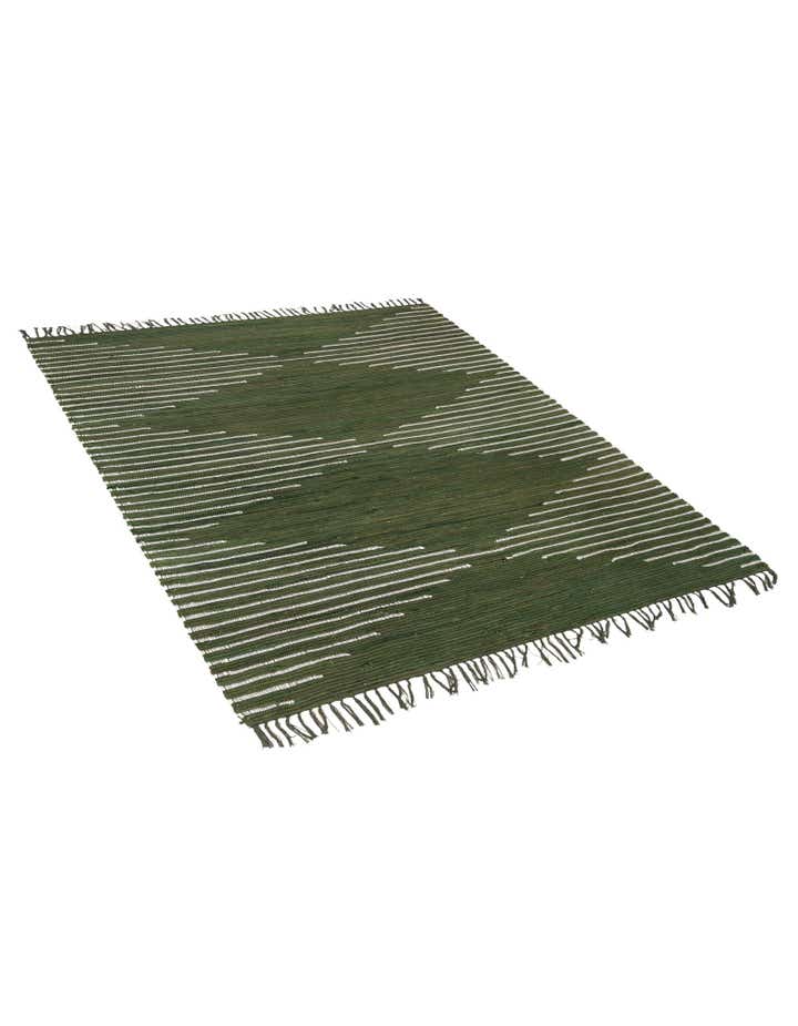Green 7' 1 x 7' 1 Hand Woven Chindi Cotton Square Rug | Rugs.com