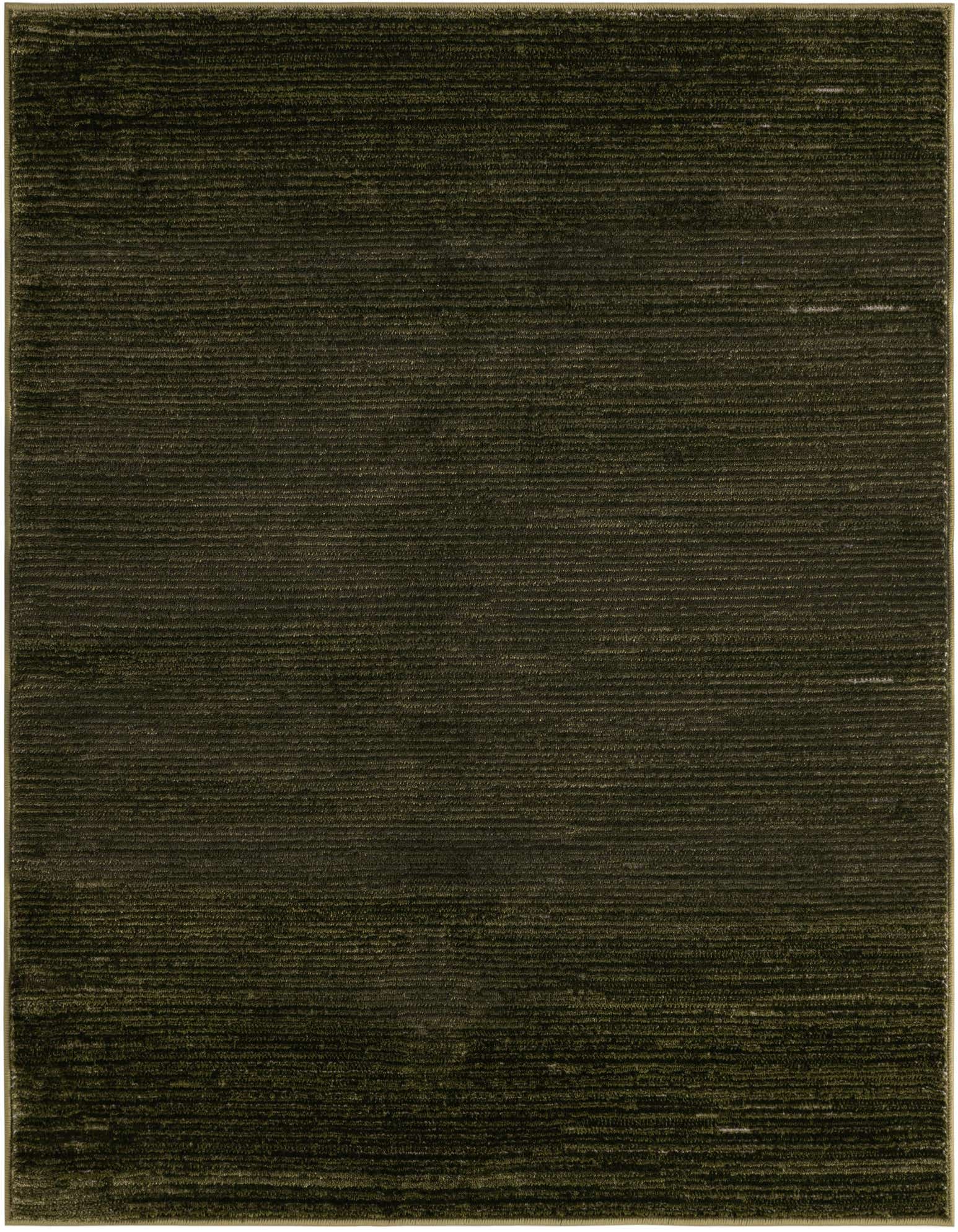 A 4'x4' square Finsbury rug in deep green, featuring a subtle textured pile, ideal for an indoor patio.