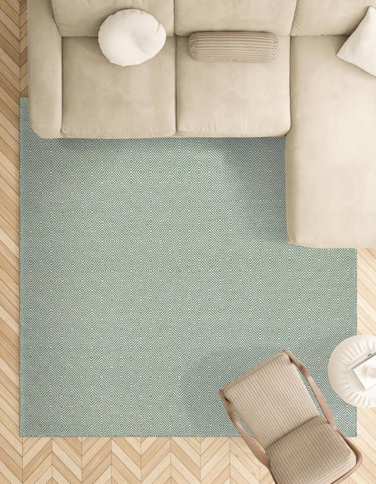 Detail image of  10' x 10'  Hand Woven Geo Trellis Flatweave Square Rug