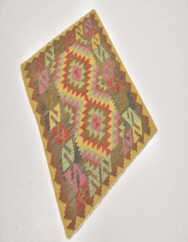 Detail image of  3' x 3' 6  Hand Woven Kilim Maymana Wool Square Rug