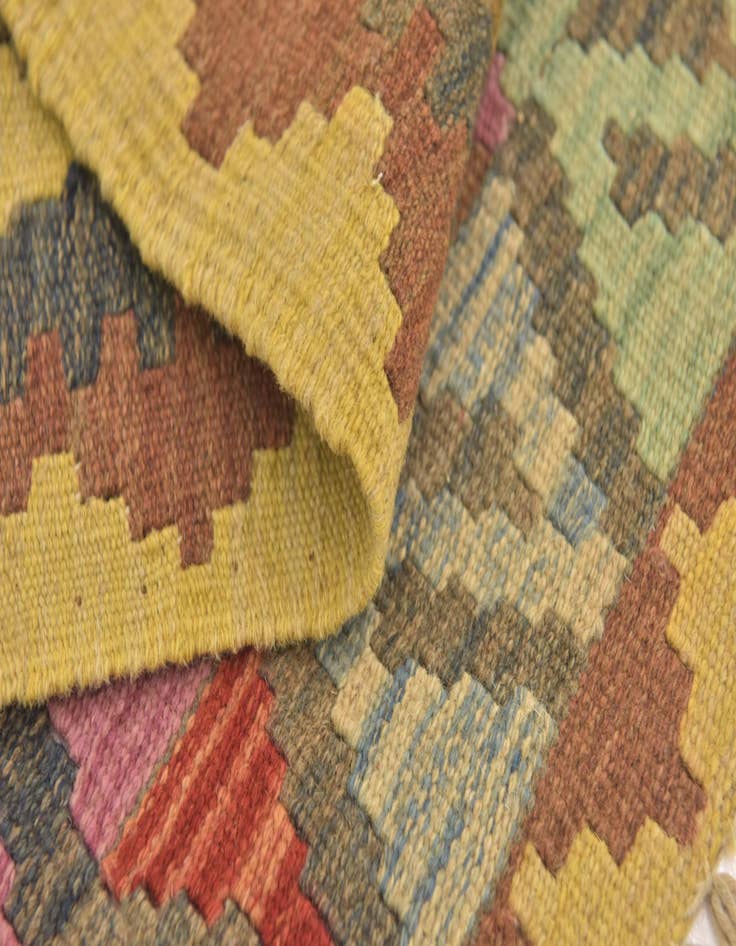 Detail image of  3' x 3' 6  Hand Woven Kilim Maymana Wool Square Rug