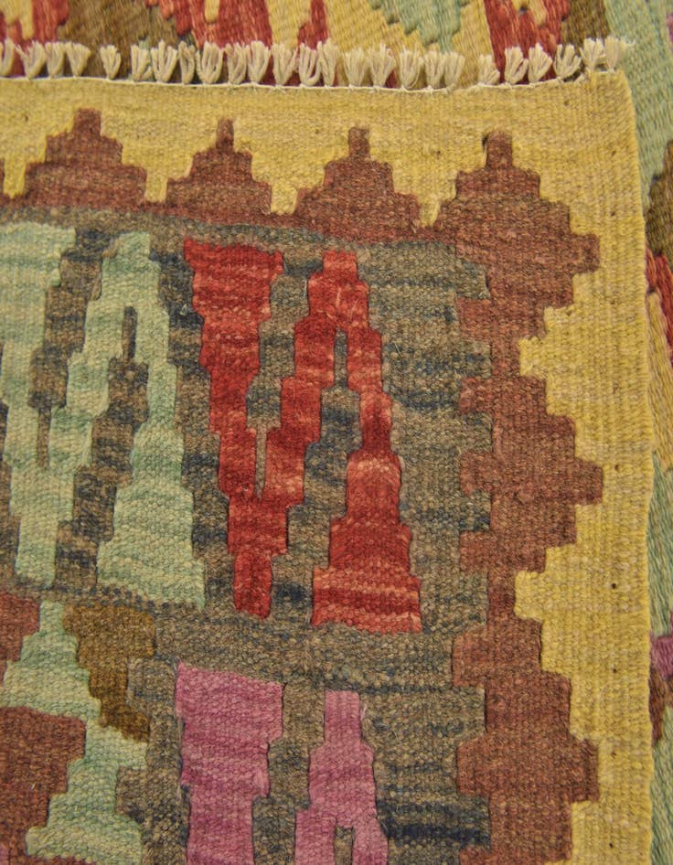 Detail image of  3' x 3' 6  Hand Woven Kilim Maymana Wool Square Rug