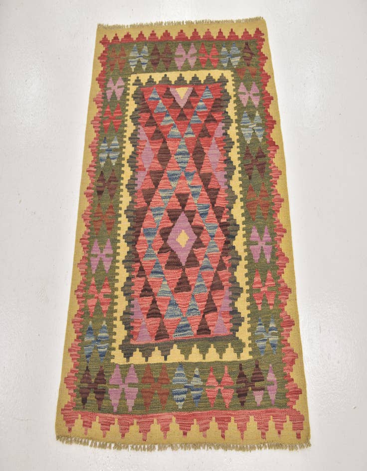 Detail image of  3' 3 x 3' 8  Hand Woven Kilim Maymana Wool Square Rug