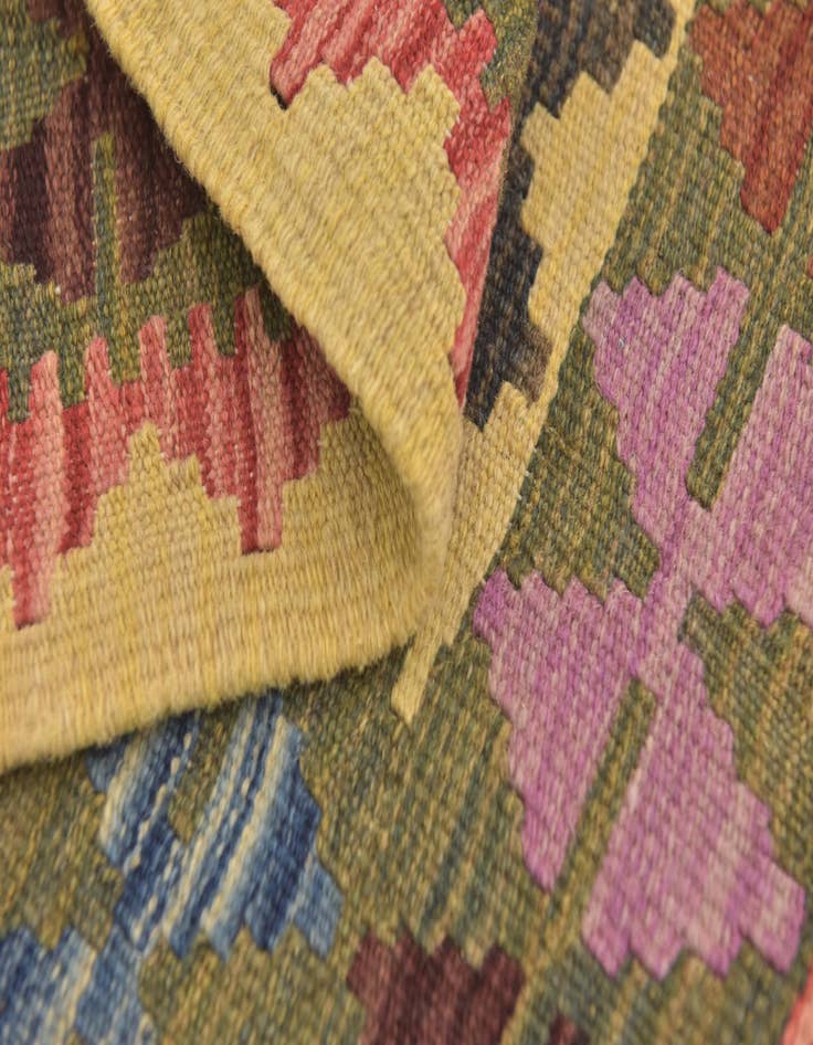 Detail image of  3' 3 x 3' 8  Hand Woven Kilim Maymana Wool Square Rug