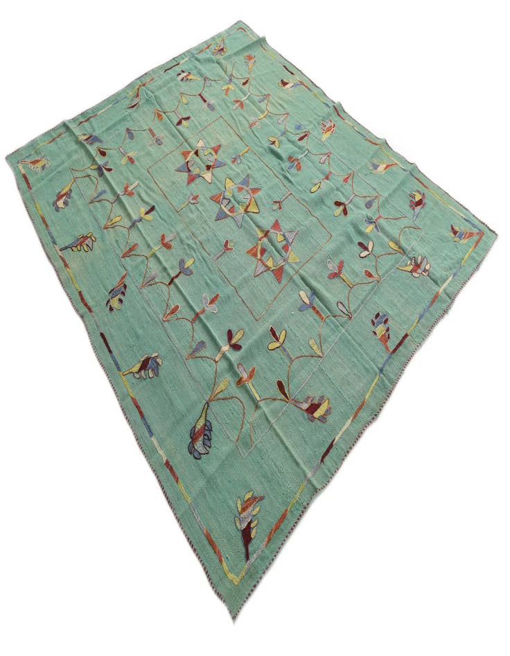 Detail image of  5' 10 x 6' 10  Hand Woven Kilim Suzani Wool Square Rug