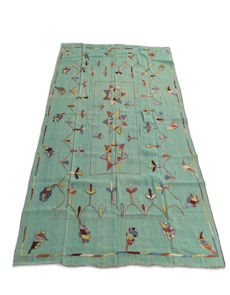 Detail image of  5' 10 x 6' 10  Hand Woven Kilim Suzani Wool Square Rug