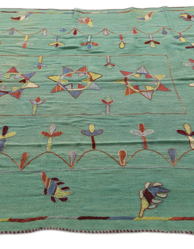 Detail image of  5' 10 x 6' 10  Hand Woven Kilim Suzani Wool Square Rug