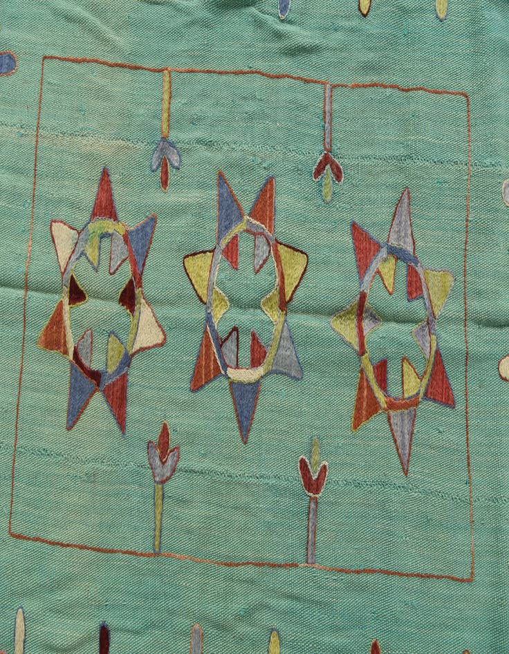 Detail image of  5' 10 x 6' 10  Hand Woven Kilim Suzani Wool Square Rug