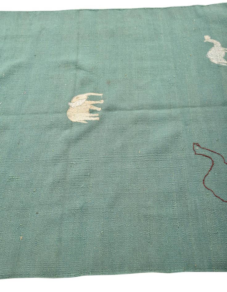 Detail image of  3' 8 x 4'  Hand Woven Kilim Suzani Wool Square Rug