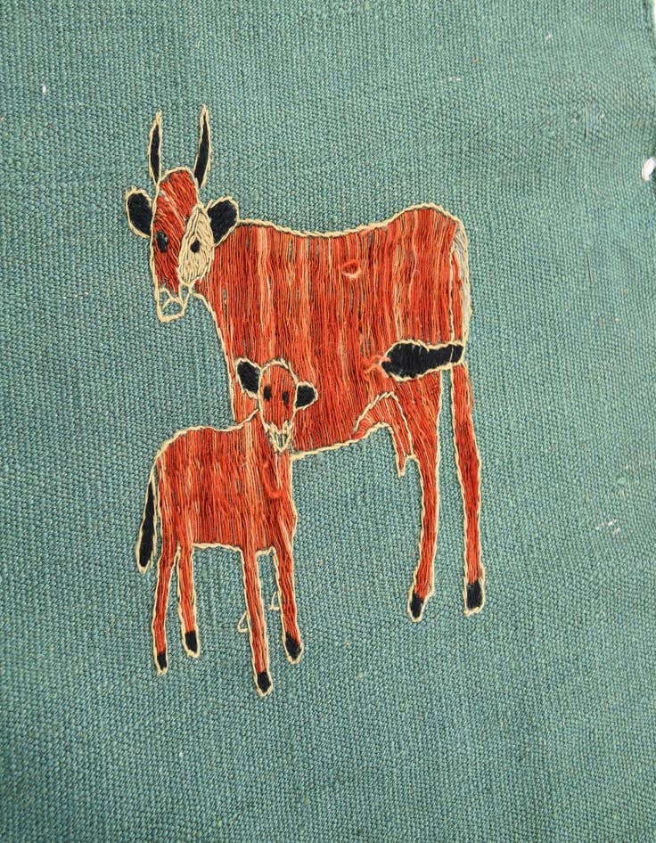 Detail image of  3' 8 x 4'  Hand Woven Kilim Suzani Wool Square Rug