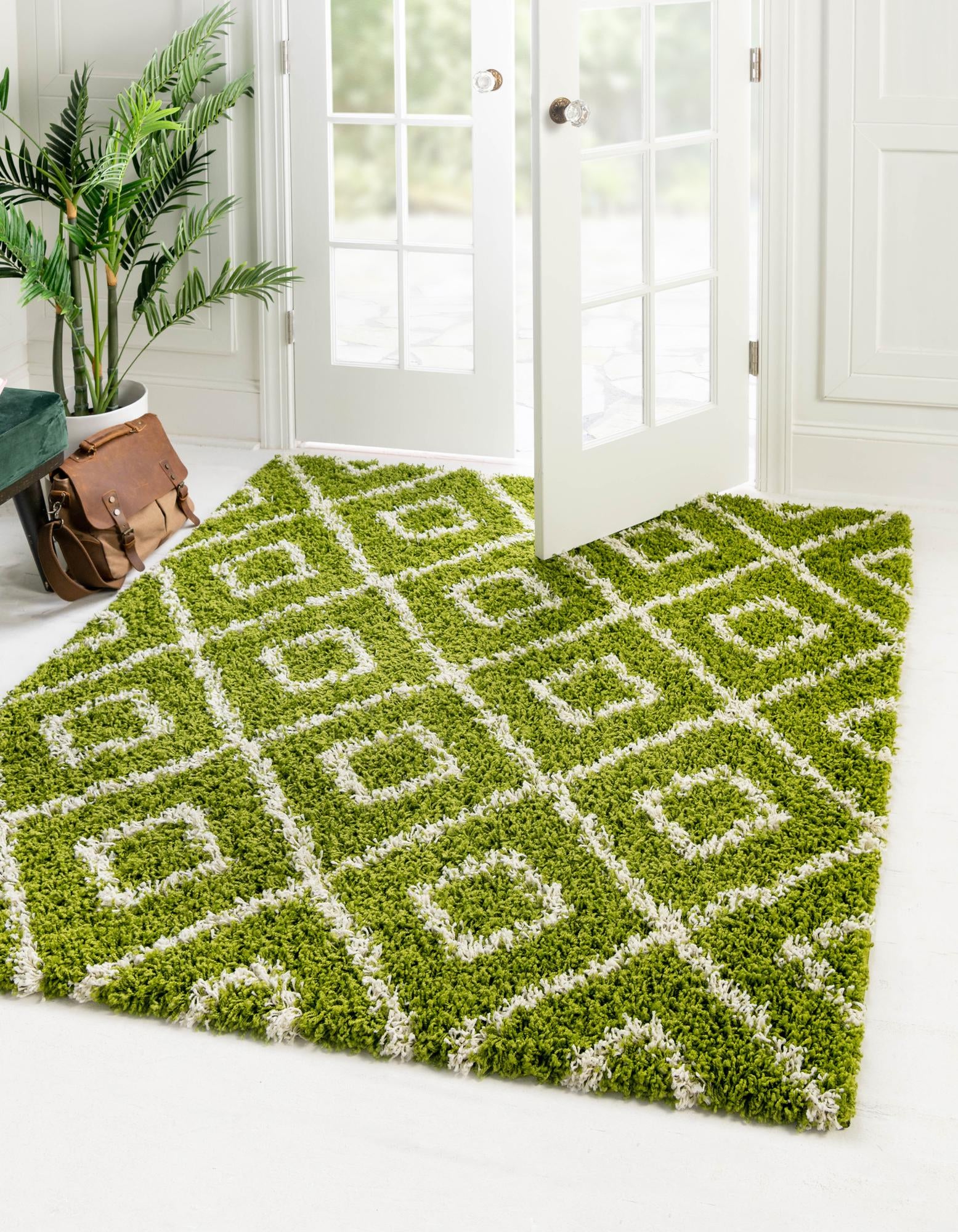  4' x 4' Lattice Shag Square Rug