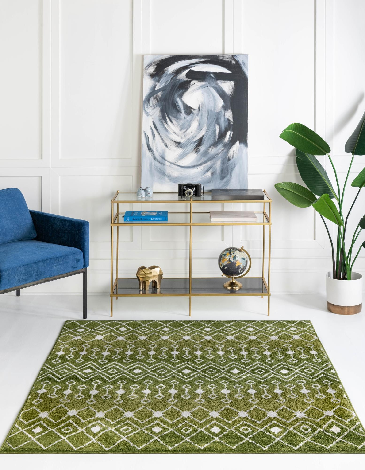 Green 3' 3 x 3' 3 Moroccan Trellis Square Rug | Rugs.com