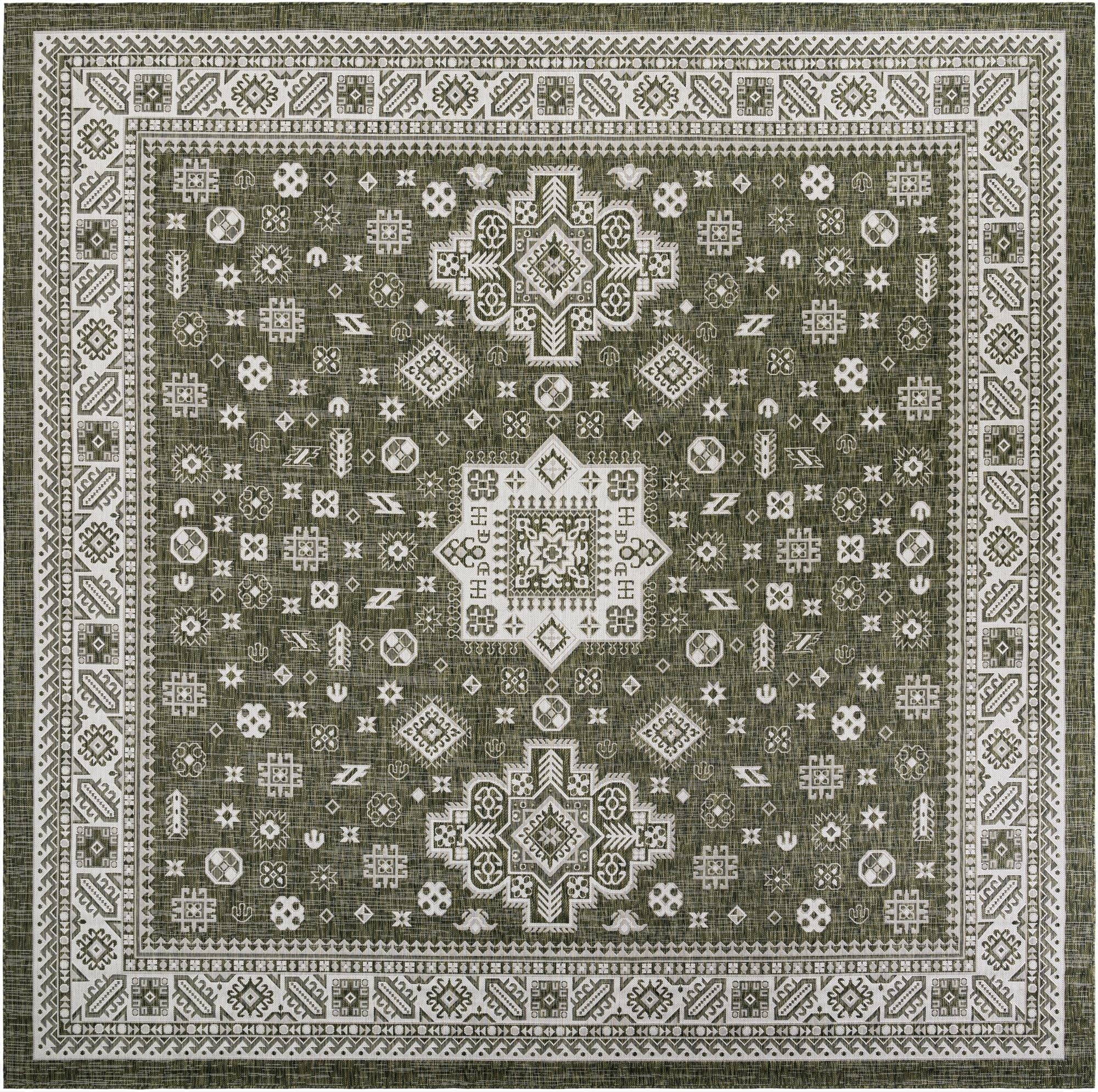  13' x 13'  Washable Aztec Indoor / Outdoor Square Rug