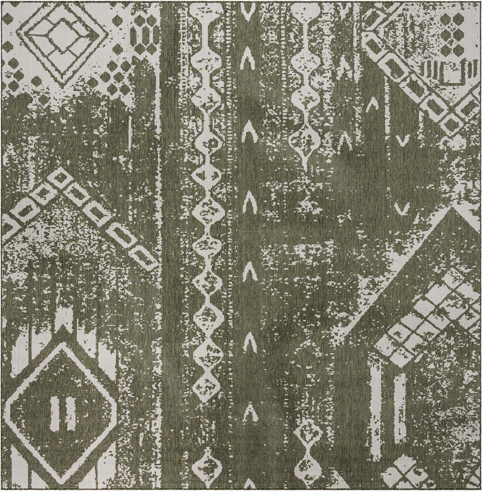  13' x 13'  Washable Bohemian Indoor / Outdoor Square Rug