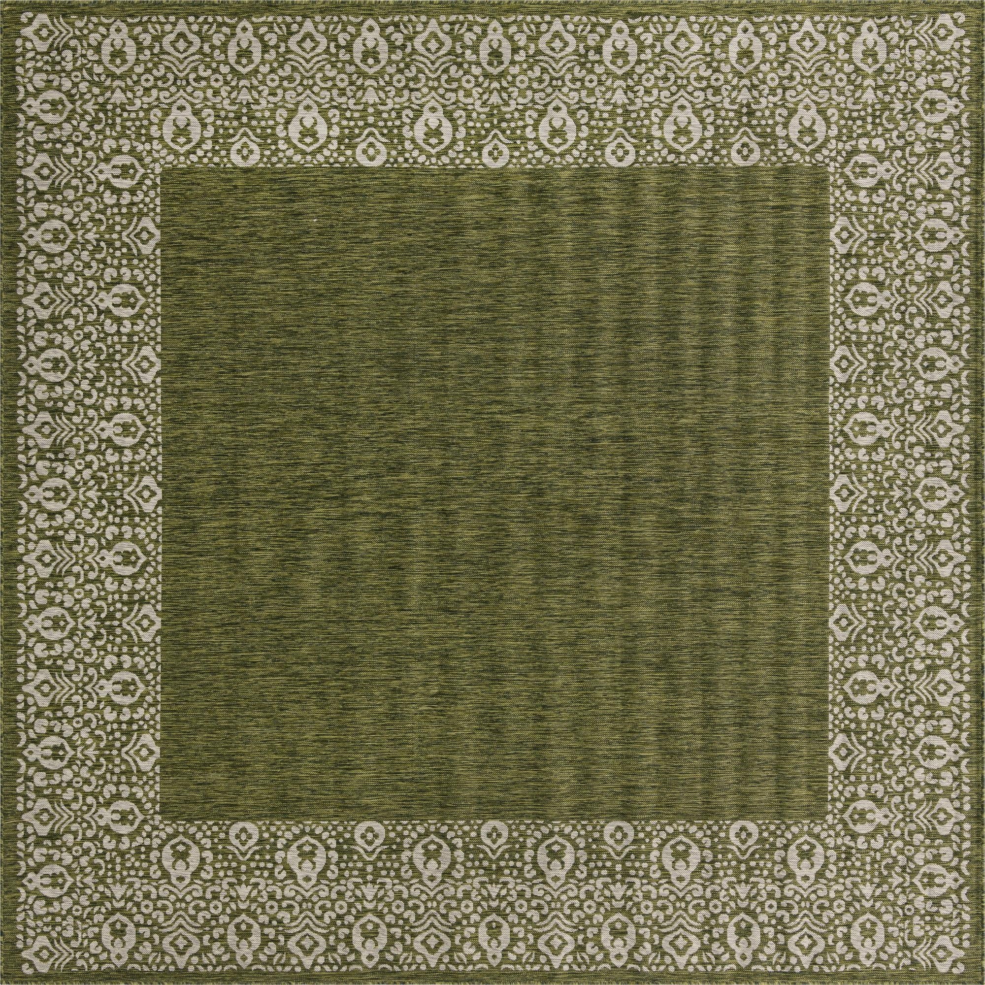  10' 8 x 10' 8  Washable Border Indoor / Outdoor Square Rug