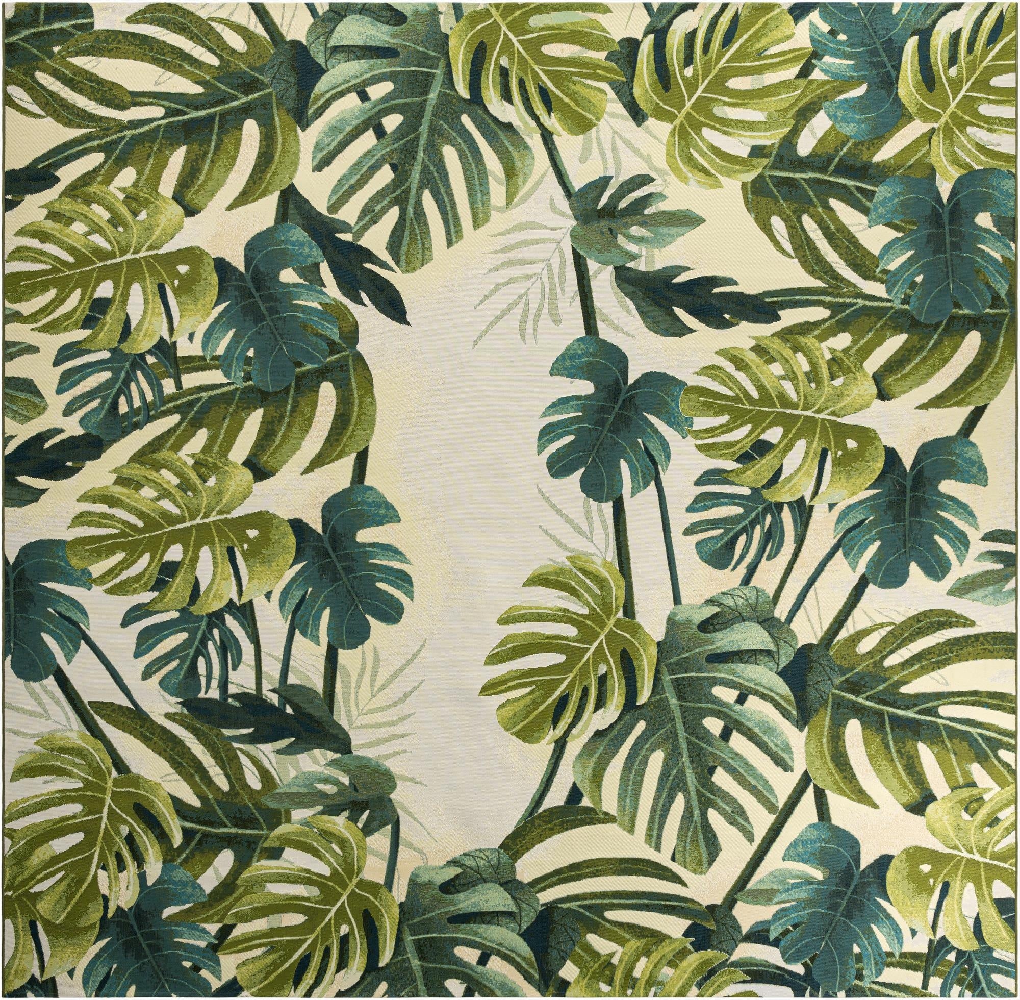  12' x 12'  Washable Botanical Indoor / Outdoor Square Rug