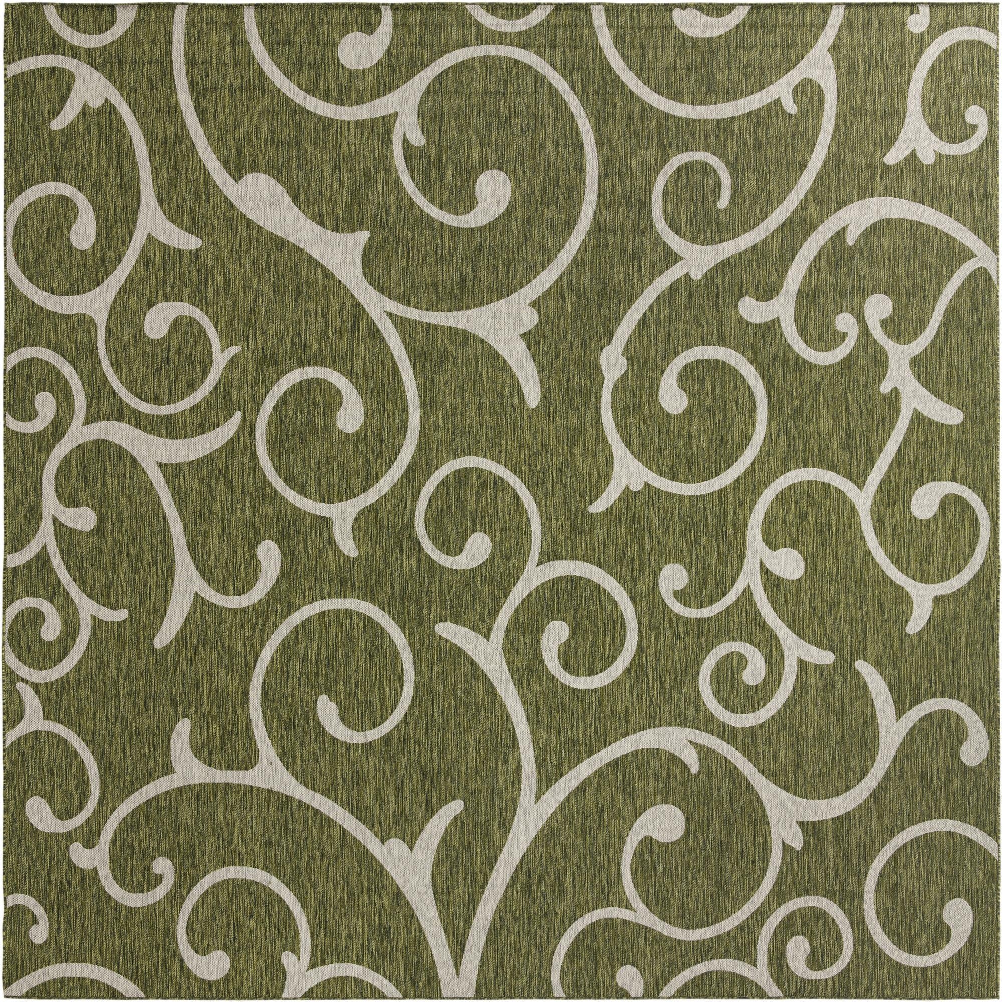 Primary image  13' x 13'  Washable Botanical Indoor / Outdoor Square Rug