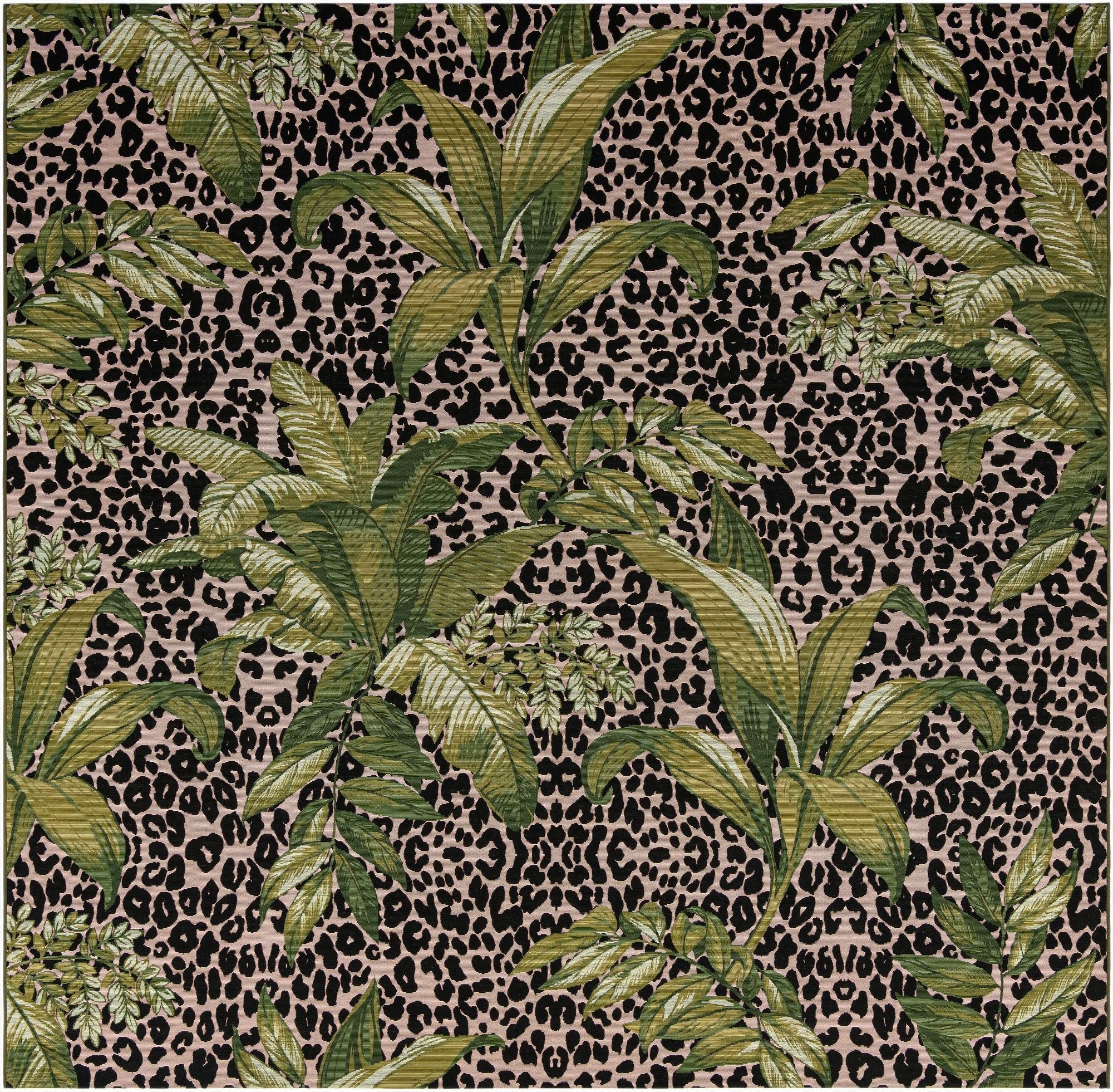  10' x 10'  Washable Botanical Indoor / Outdoor Square Rug